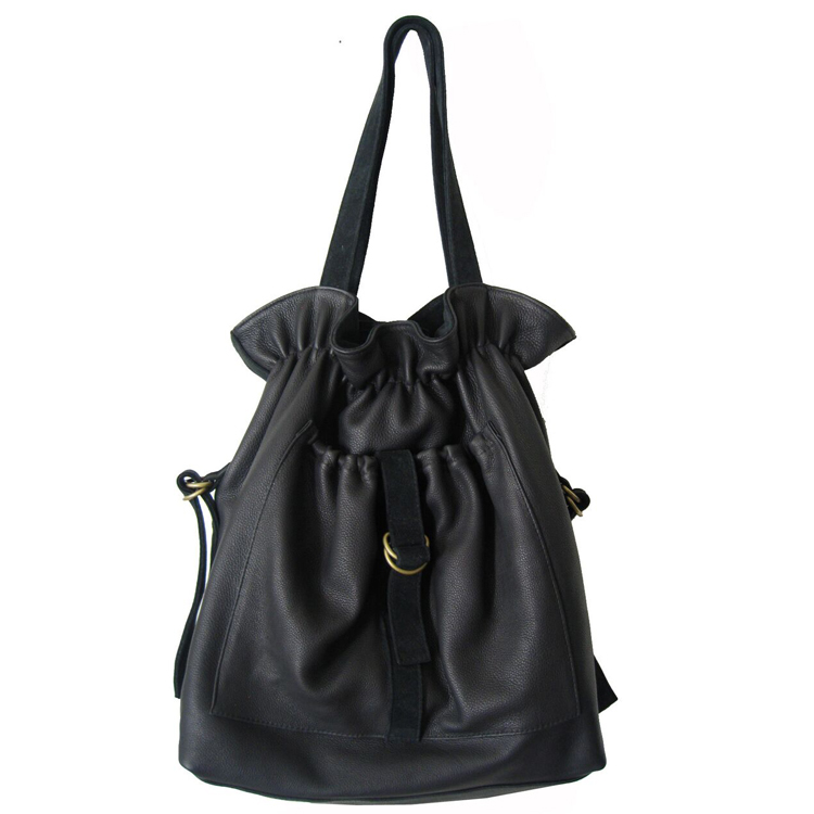 Sofia Bag - Black Leather with Black Suede Straps