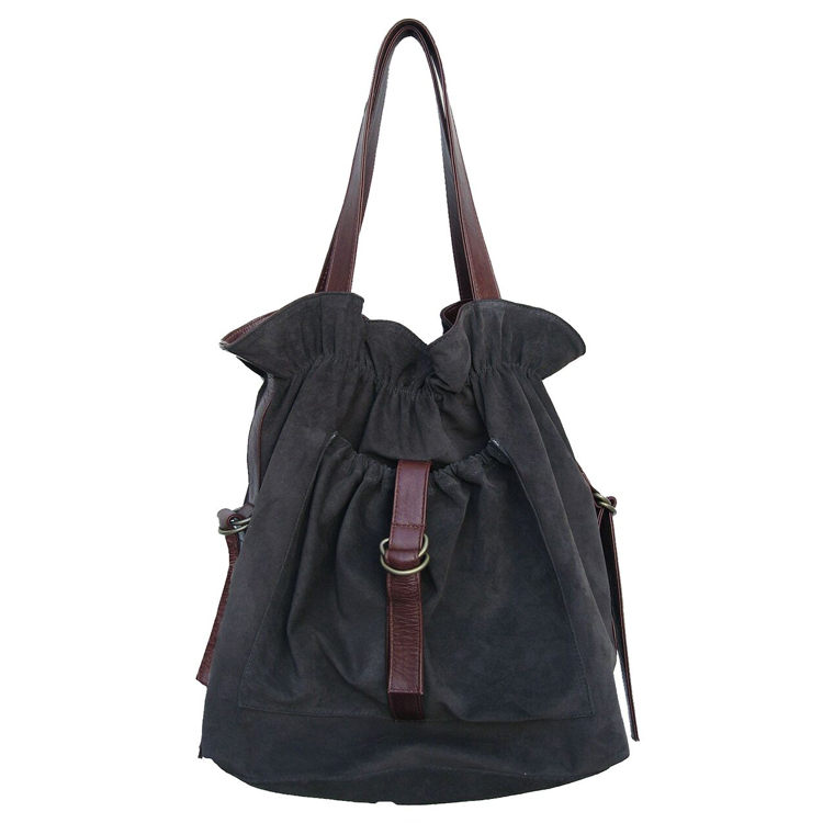 Sofia Bag - Grey Suede with Brown Leather Straps