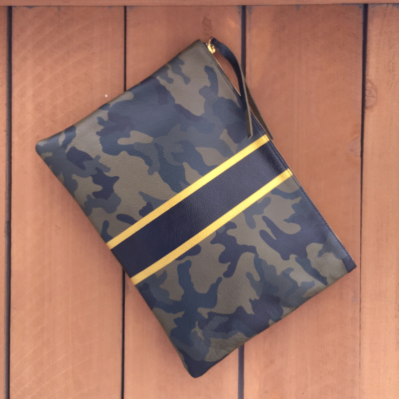 Large Clutch in Camouflage Leather