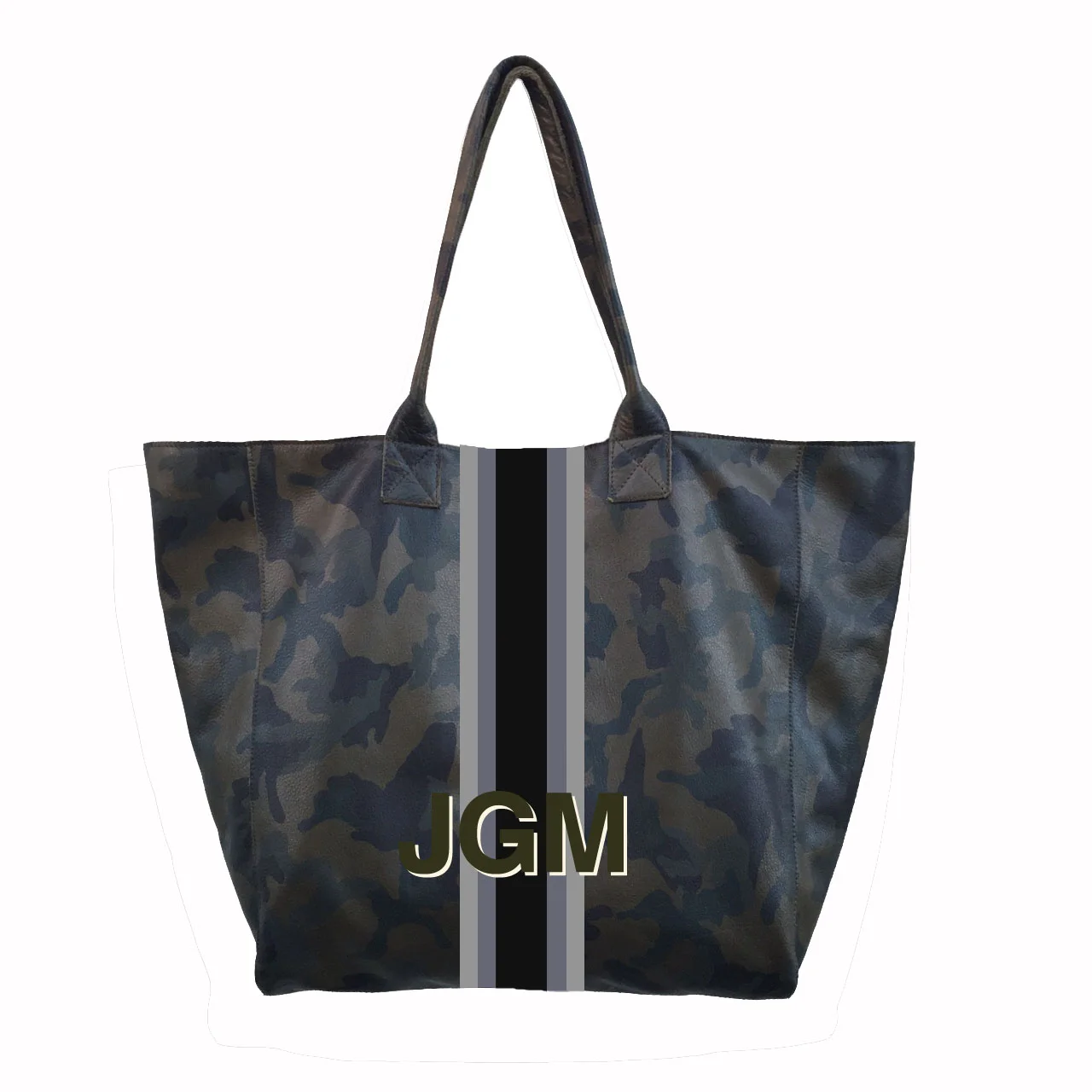 Mini Noha in Camouflage Leather - Personalized with Stripes and Initials