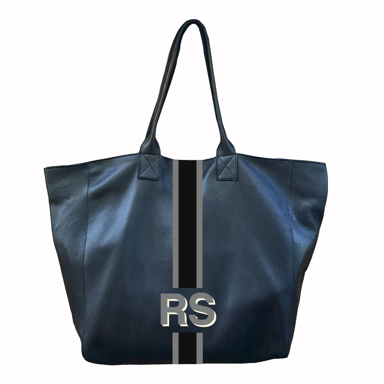 Noha Tote in Black Leather - Personalized