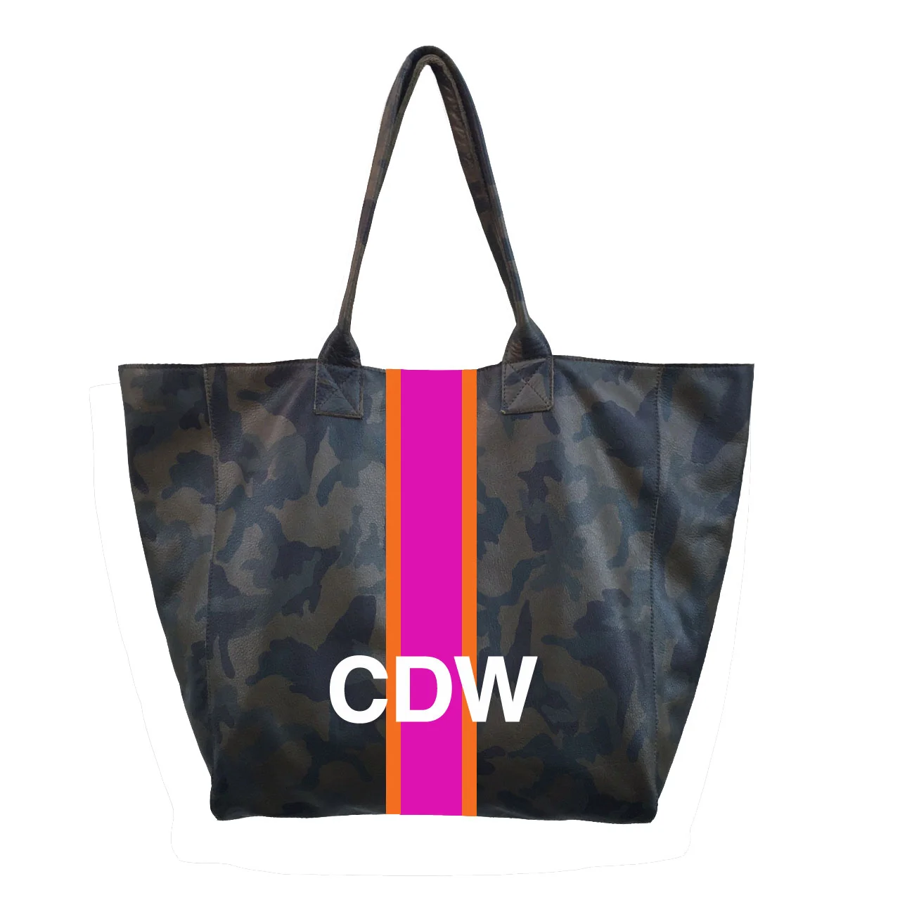 Mini Noha Tote - Personalized with Orange and Pink Stripes and Initials