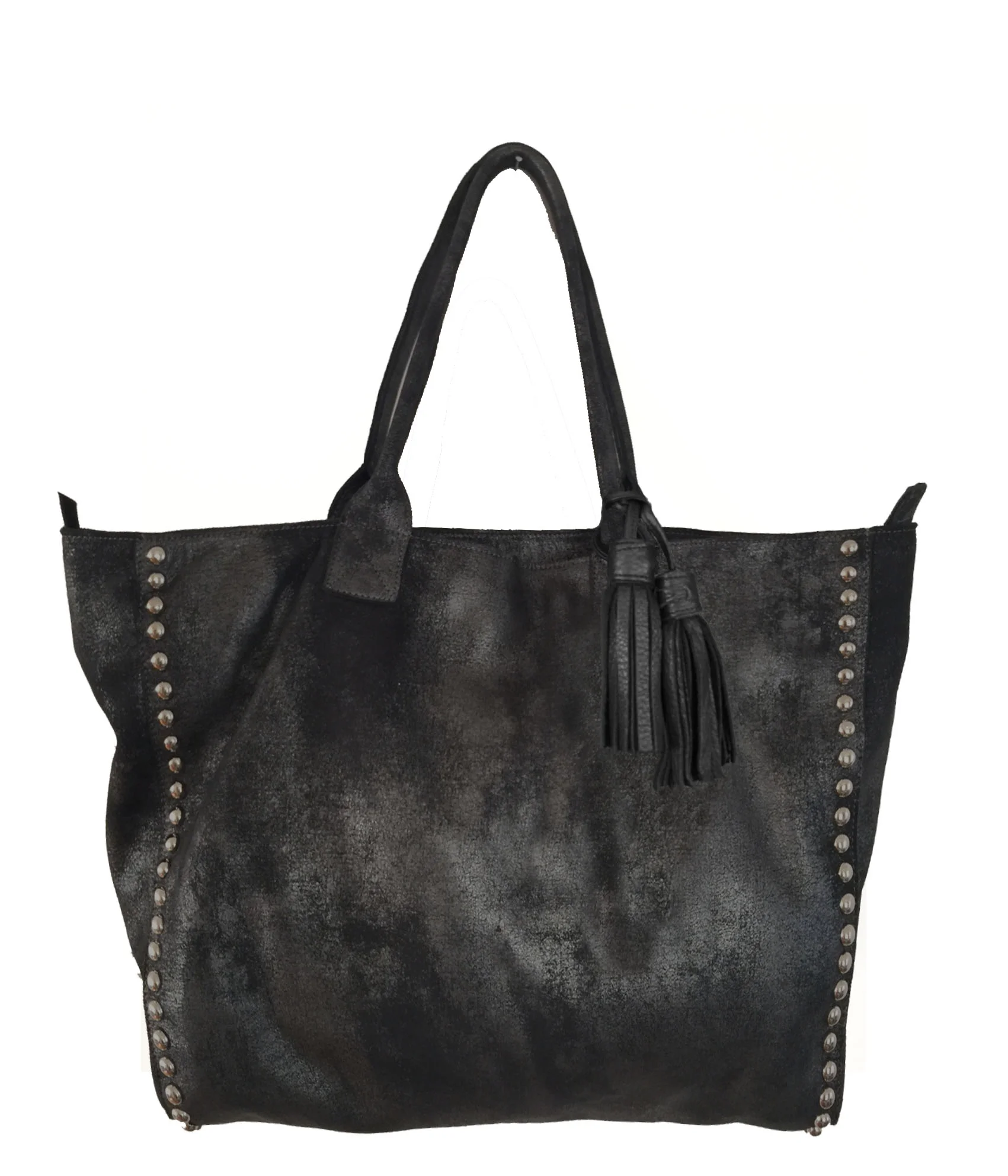 NOHA Tote Studded in Silver Distressed