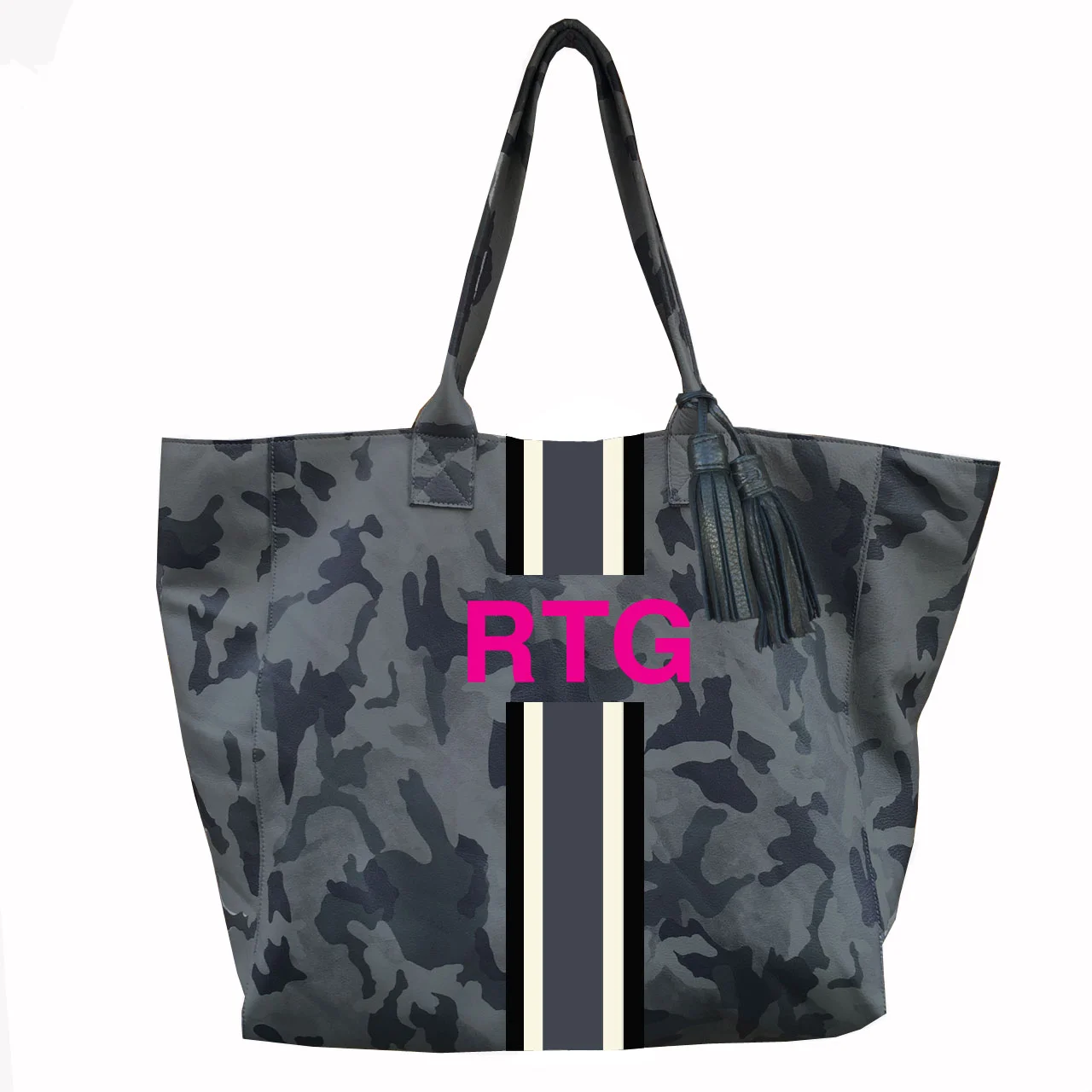 Noha in Gray Camouflage Leather _ Personalized as sample shown with RTG initials