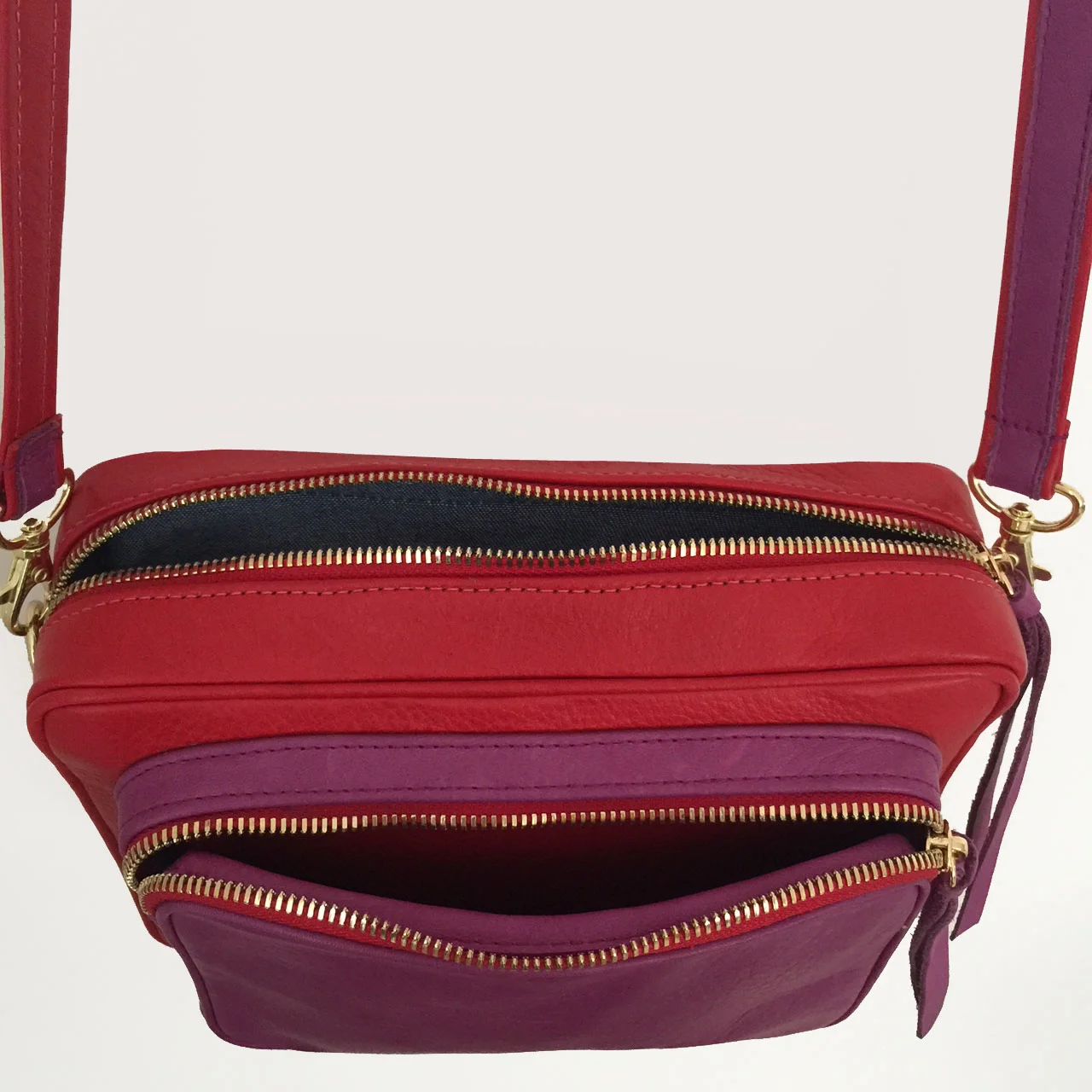 Double Olivia Bag - red and fuschia_opened zippers.jpg