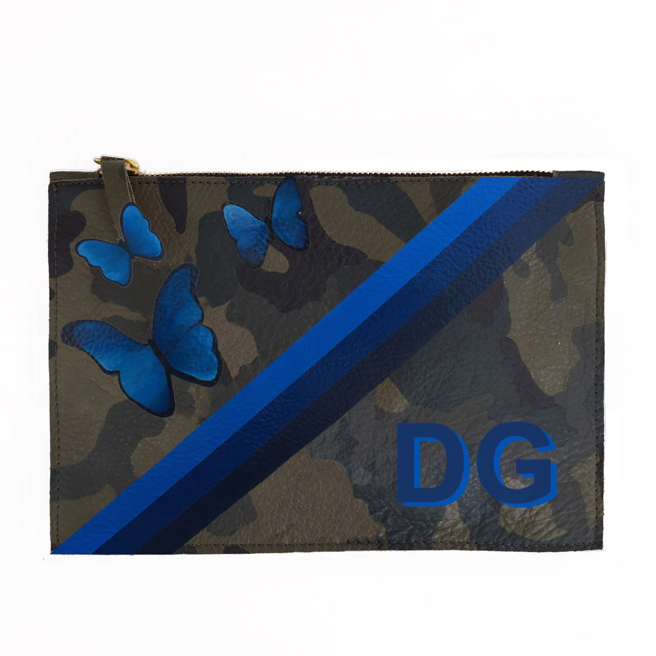 GreenCamouflage pouch w butterflies stripes initials.jpg