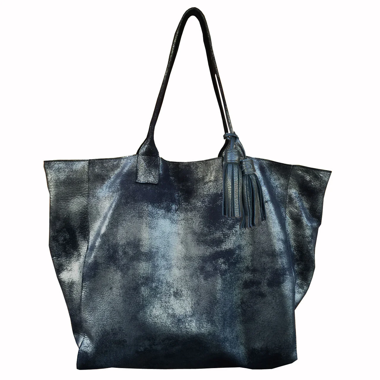 Mini Noha Tote in Silver Distressed Leather