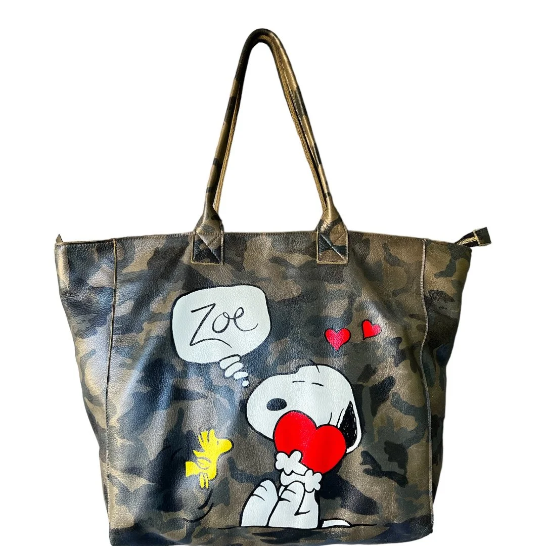 NOHA TOTE PERSONALIZED WITH HAND-PAINTED SNOOPY AND NAME