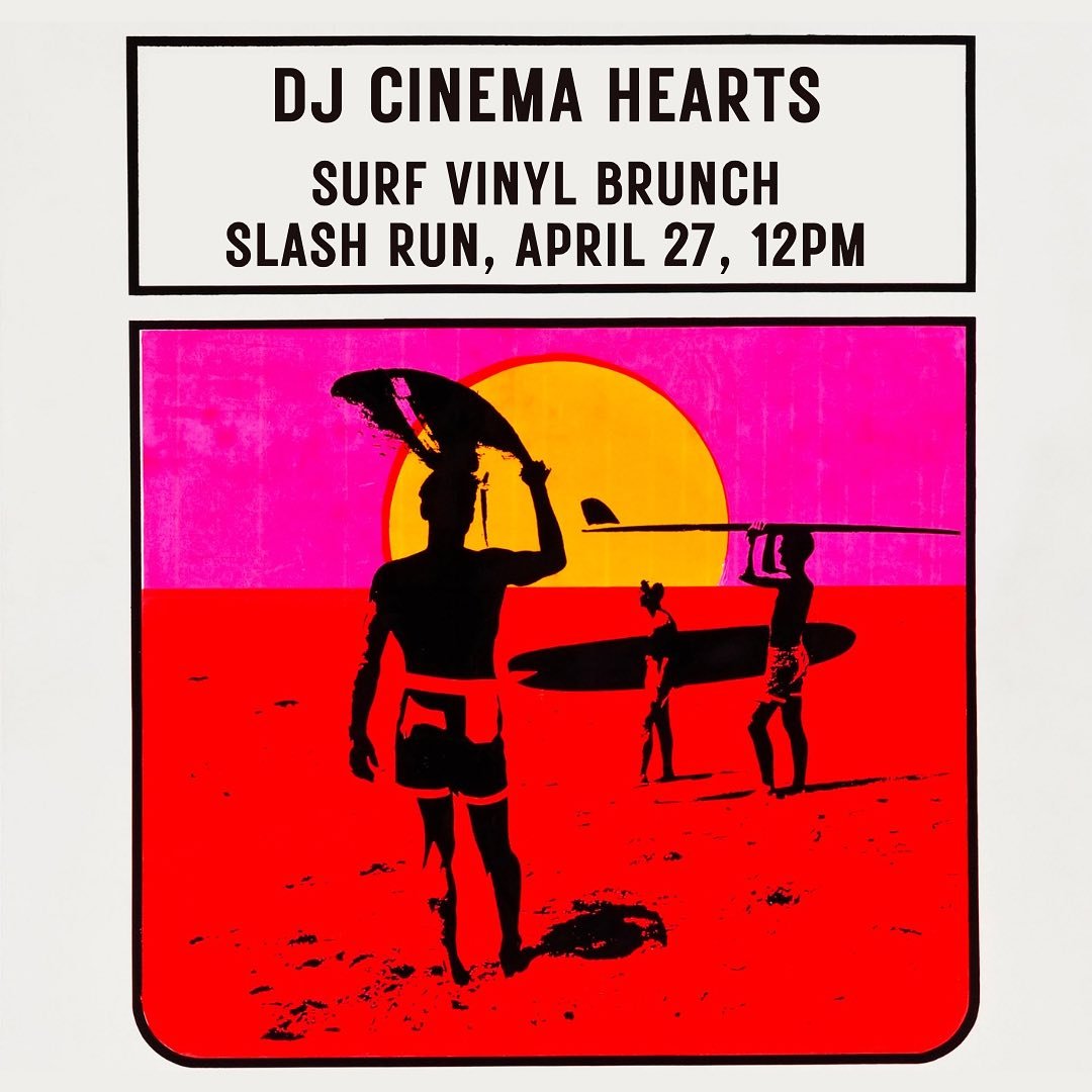 Saturday 12PM 🏄&zwj;♀️ Surf&rsquo;s up with DJ @cinema_hearts, spinning an all-vinyl soundtrack for brunch at @slashrundc. Listen to 60s surf, girl group, and garage with a splash of 80s power pop and new indie rock. The classic surfing film &lsquo;