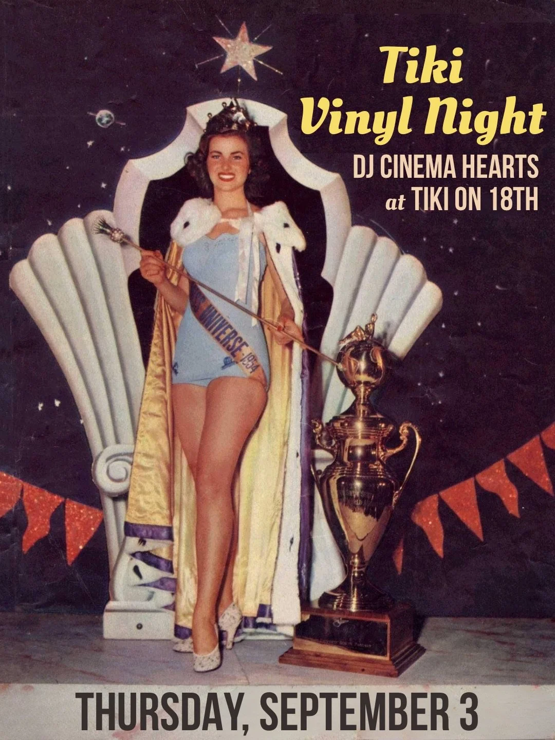 Tiki Vinyl Night returns on Thursday, Sept 3 at @tikion18dc 🌹 The theme is the Miss America Pageant, which traditionally took place Labor Day Weekend. I&rsquo;ll be diving into my 1950s-1960s beauty pageant vinyl collection (yes that is a genre I co