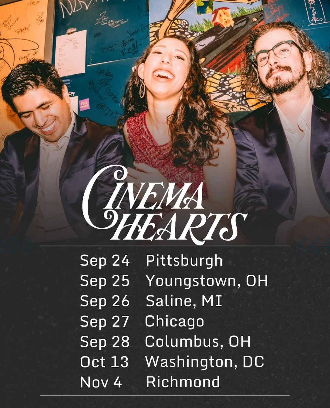 tour starts this week! rock n roll comes to town 🚙💨 where will we see you? 

9/24 Pittsburgh at @mr_roboto_project with @motherofearl + @beachboise.id 

9/25 Youngstown, OH at @wickyards with @skyrail_band + @corareefmusic 

9/26 Saline, MI at @the
