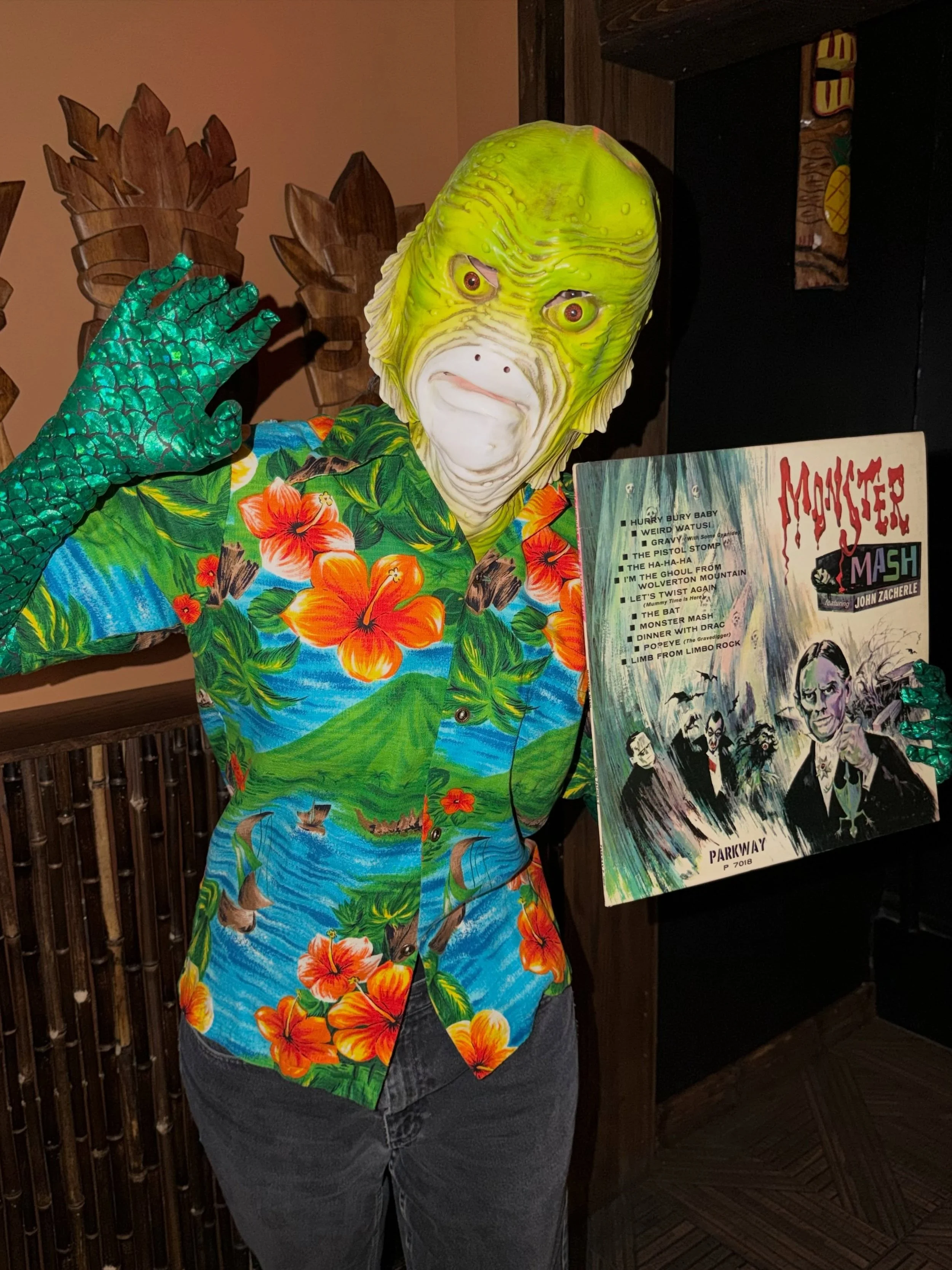 DJ from the Black Lagoon 🧟&zwj;♀️ save the date for the next Tiki Vinyl Night on 11/5 + 11/19 at @tikion18dc 🍹 all vinyl 1960s surf, exotica, Hawaiian, rock, and more. 

crave more retro Halloween music? catch my next DJ set:

▪️ Thu 10/22, 6-8pm &