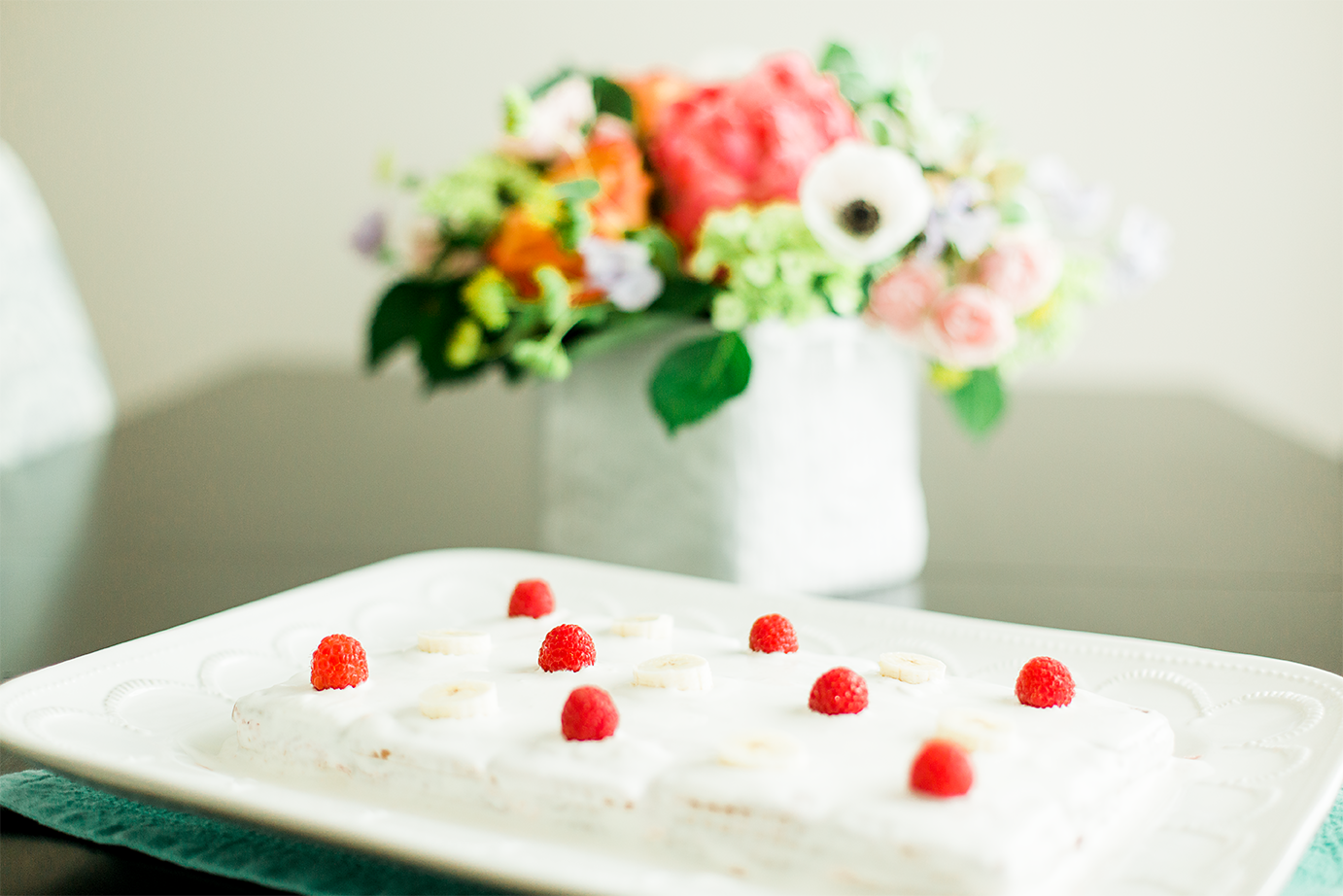 Mother's day cake and flower bouquet