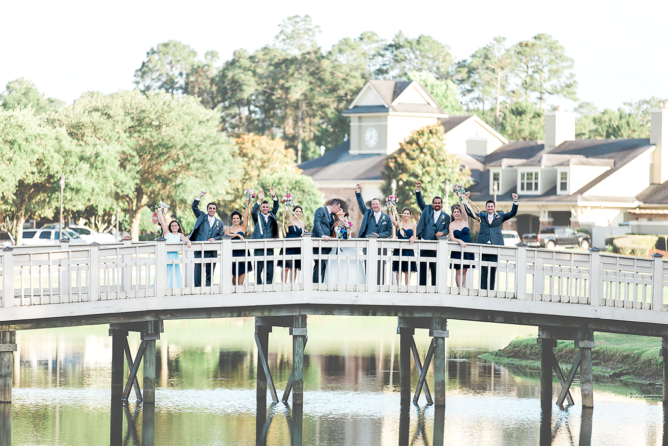 Bridal party on the bridge in St.Johns golf&country club