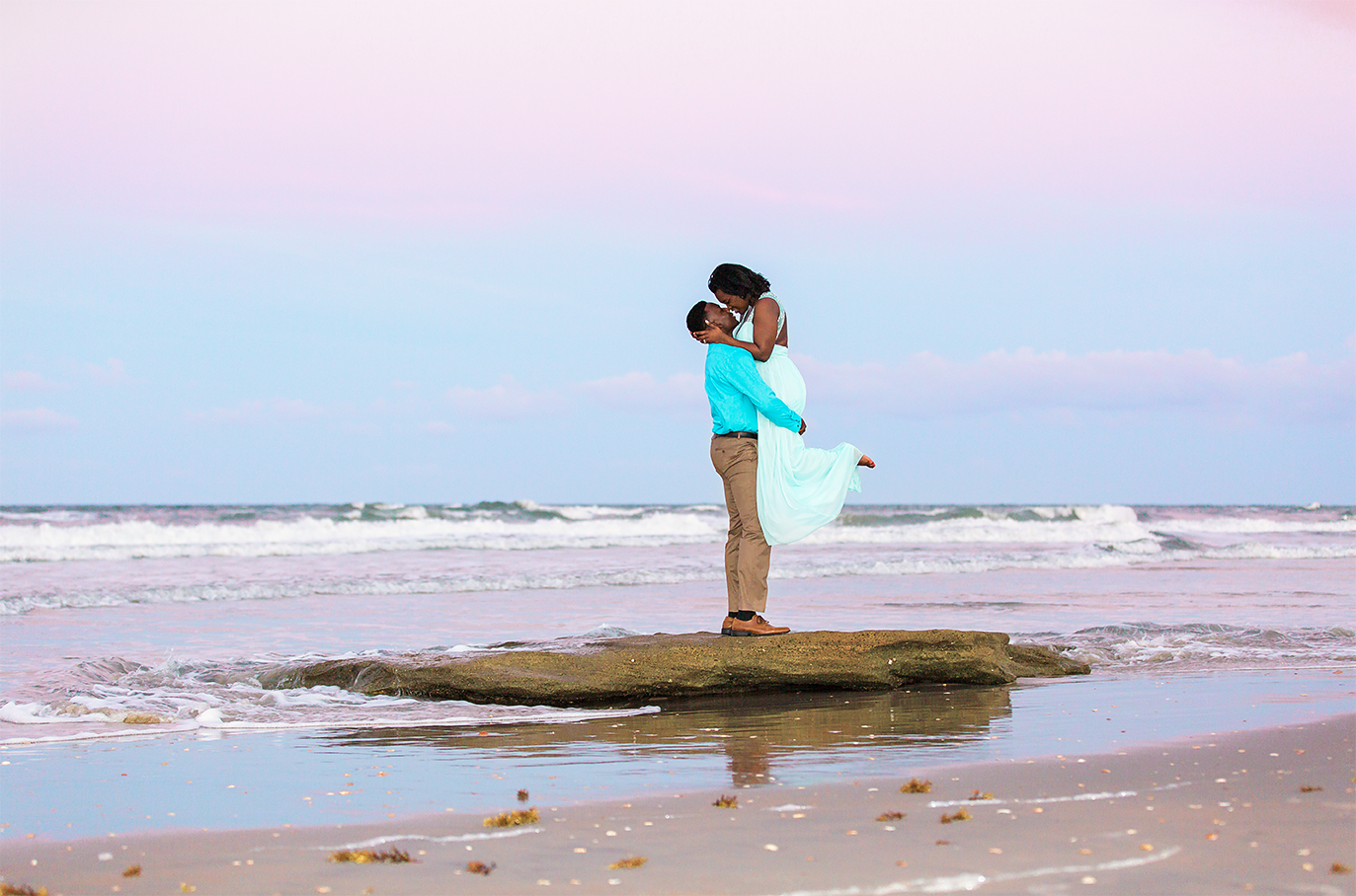 sunset engagement session in washington oaks gardens beach location