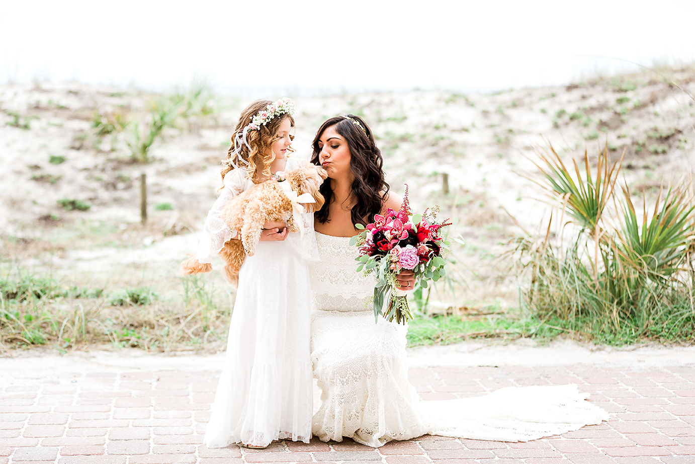Bride and flower girl