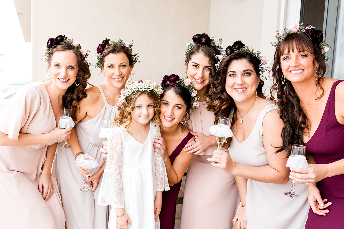 bridal party getting ready for the wedding