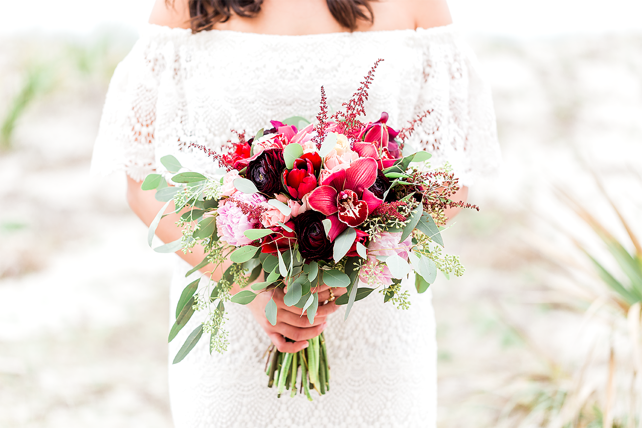bride with her flowers made by Anything with Plants and Flowers