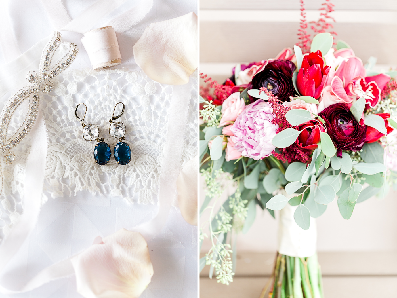 wedding jewelry and bouquet