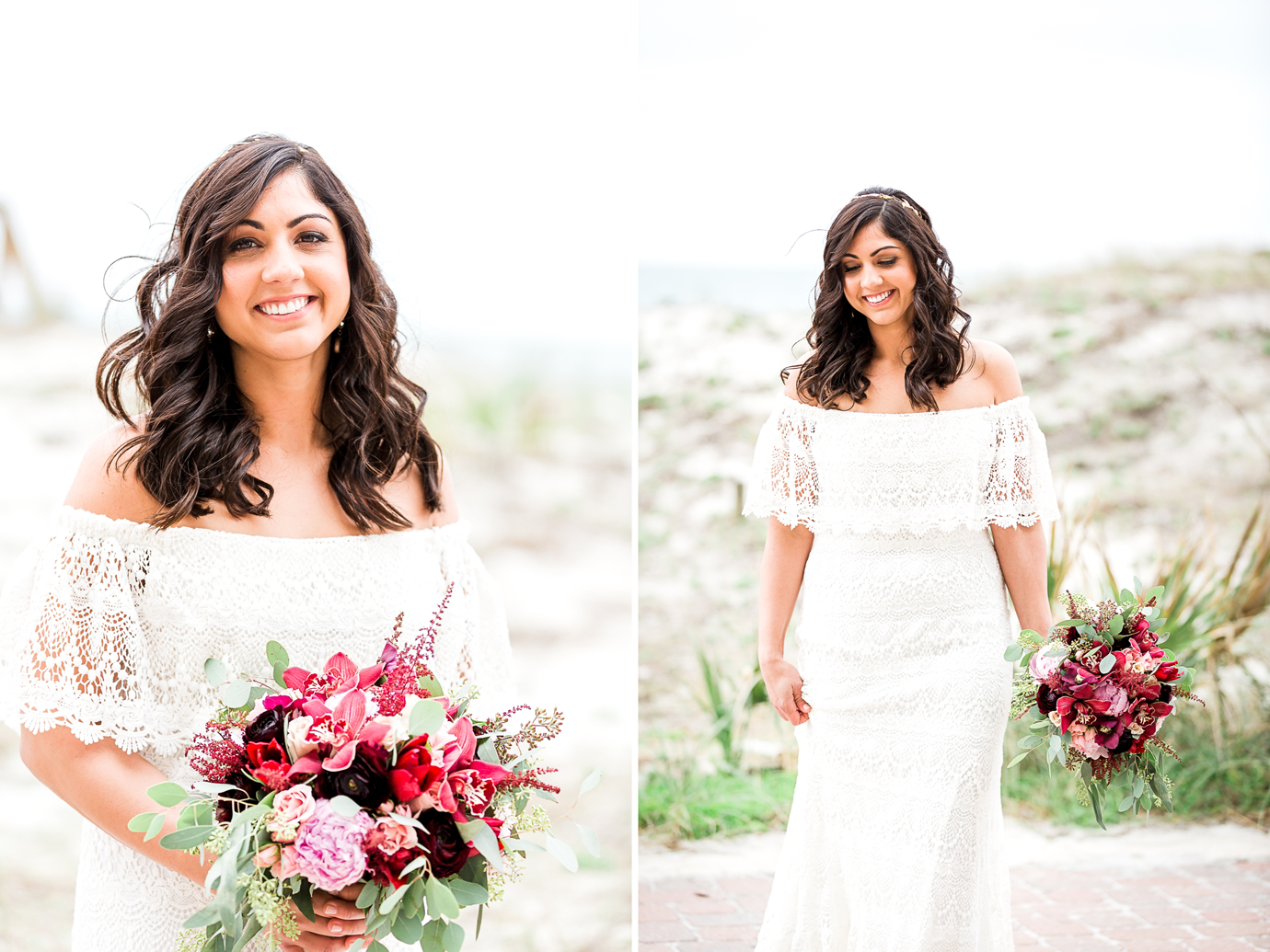 beautiful bride in jacksonville beach. Dress by Daughter's of Simone