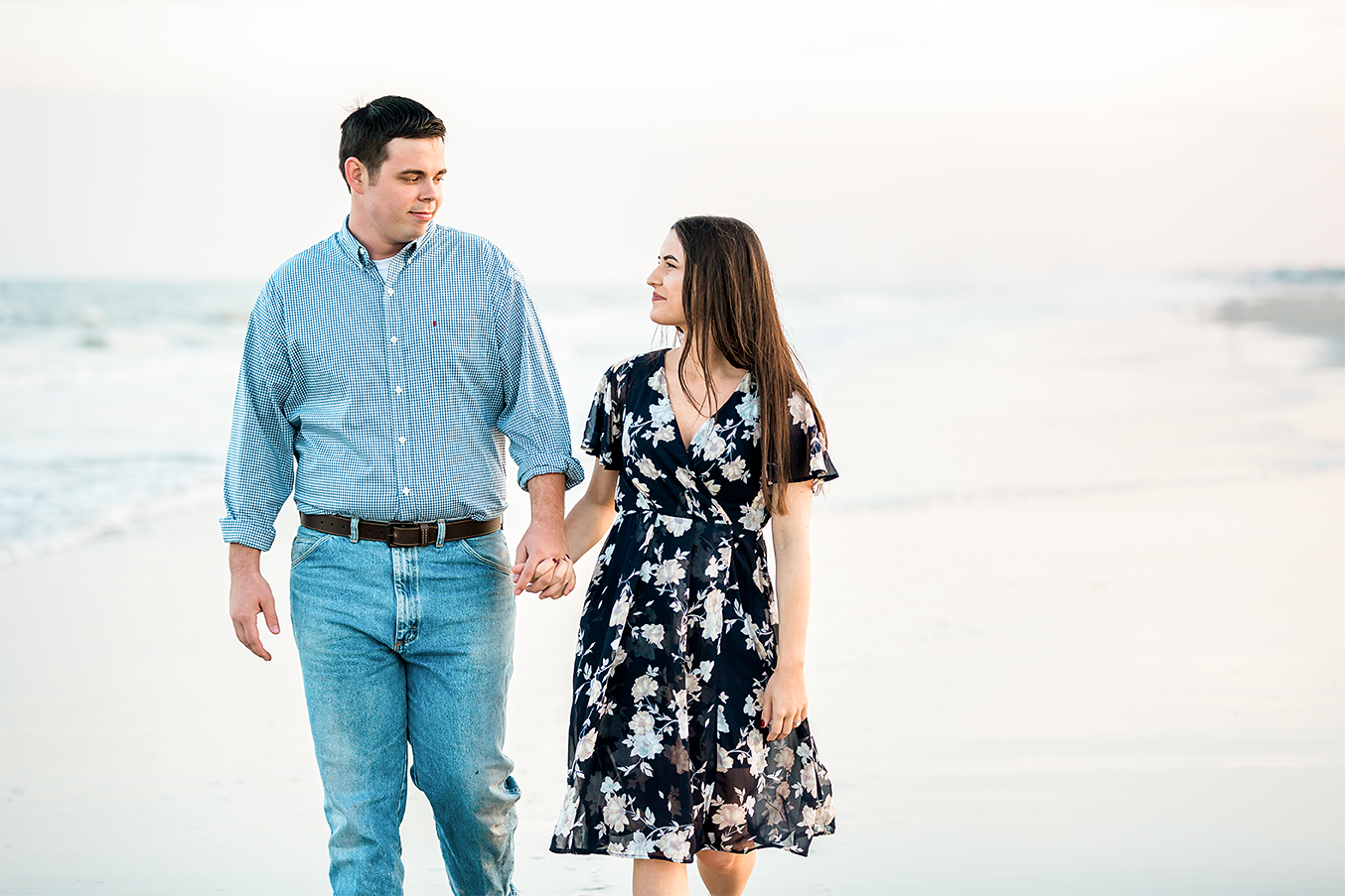 engagement photos at the beach in Hanna Park