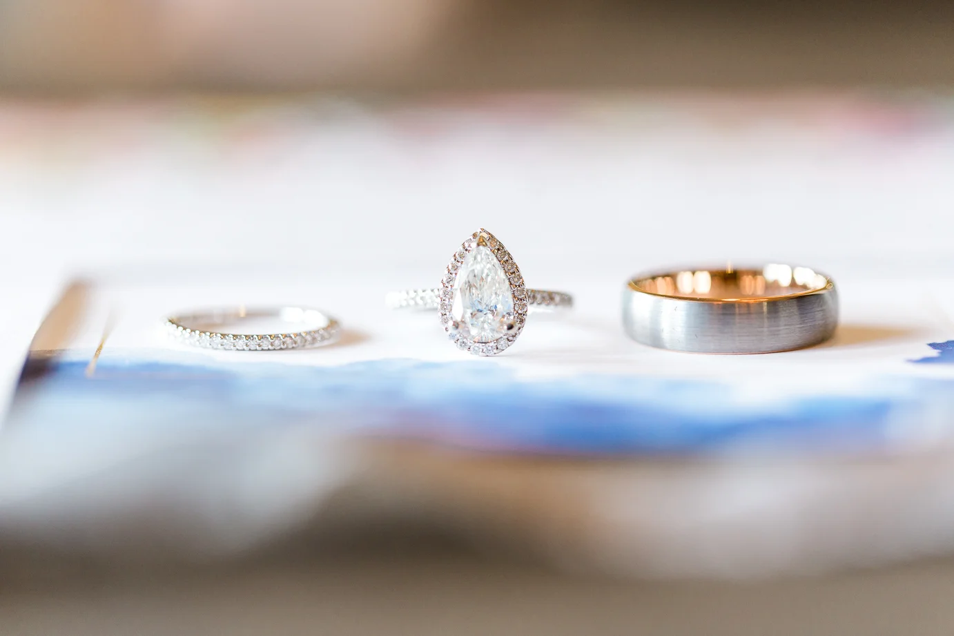 wedding rings on the invitation