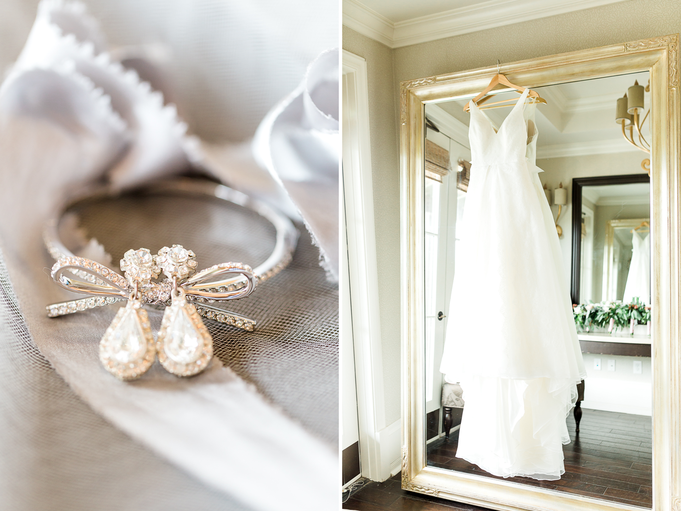wedding details - jewelery and wedding dress