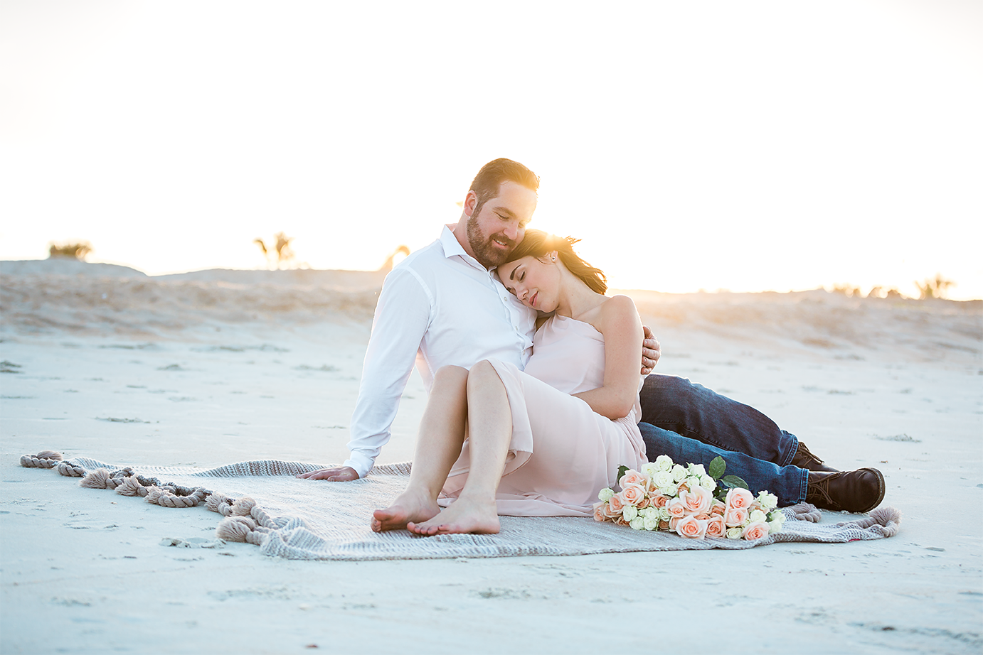 beach engagement photos in washington oaks