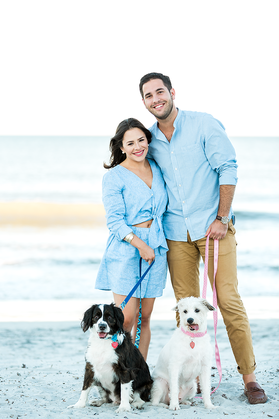 jacksonville beach engagement session with dogs