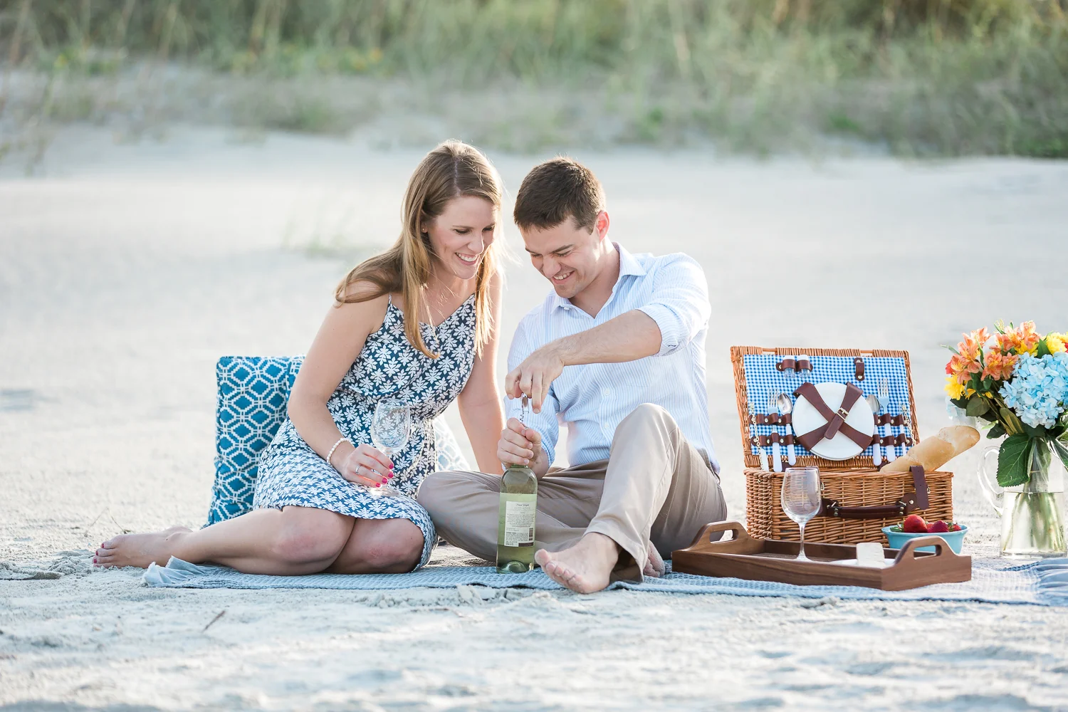 picnic at the beach and engagement pictures