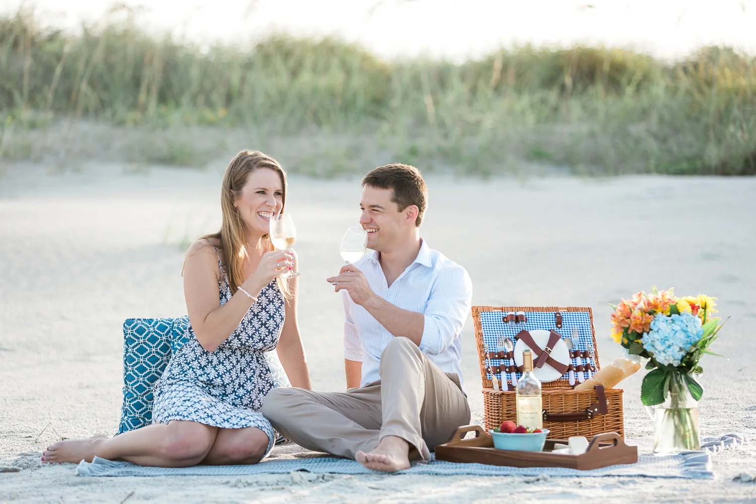 drinking wine at the beach