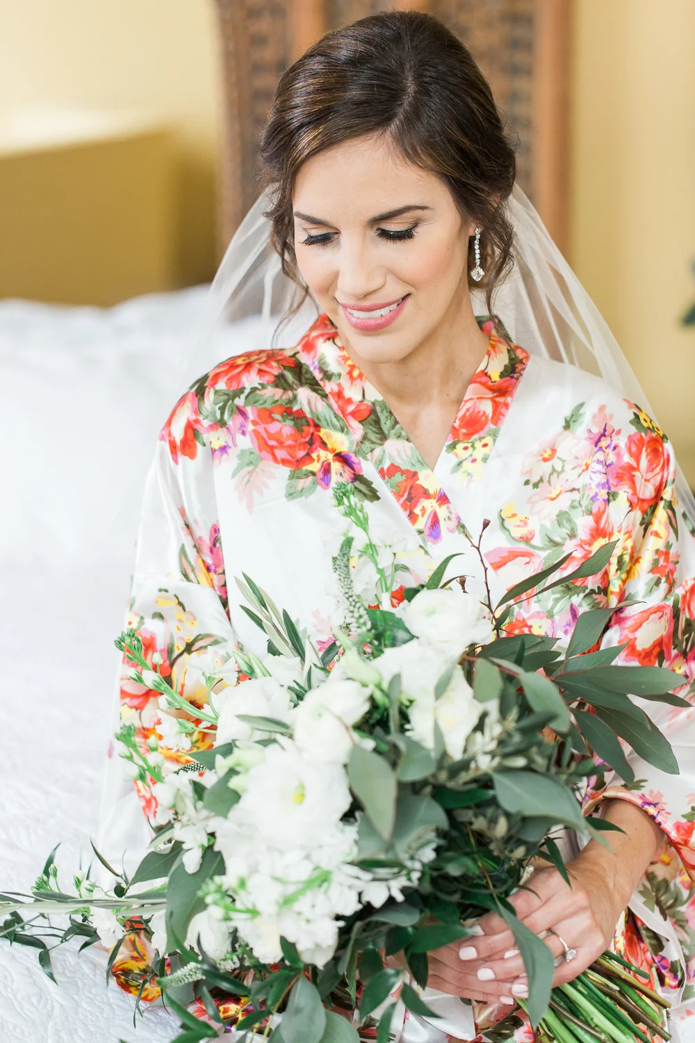 Bride getting ready in Casa Monica hotel