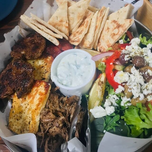 Dinner not sorted this Friday &amp; Saturday night? We are open til 6pm and our hungry for two platter is available for take away!

Slow cooked lamb, grilled chicken, lamb bifteki , Greek sausage, halloumi cheese, pita bread and a Greek salad! $50!

