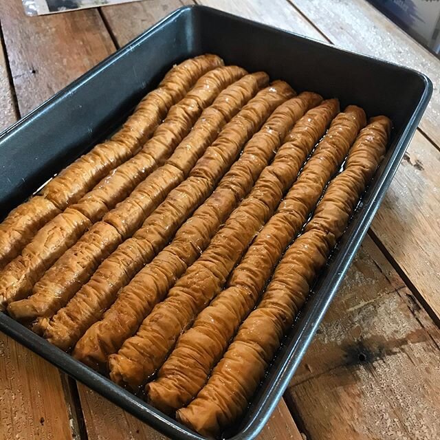 If only you could smell through your phone! Fresh baklava 😊 $3 #yummy