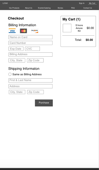 initial checkout page