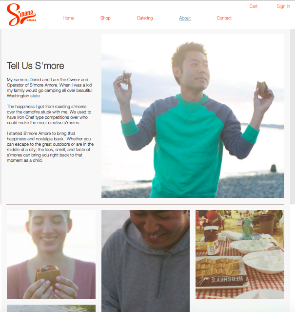 about page with social media feed
