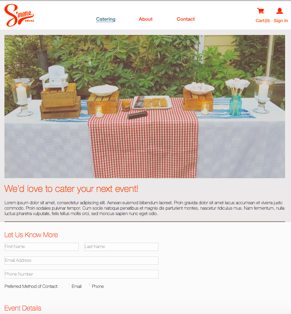 updated catering page 