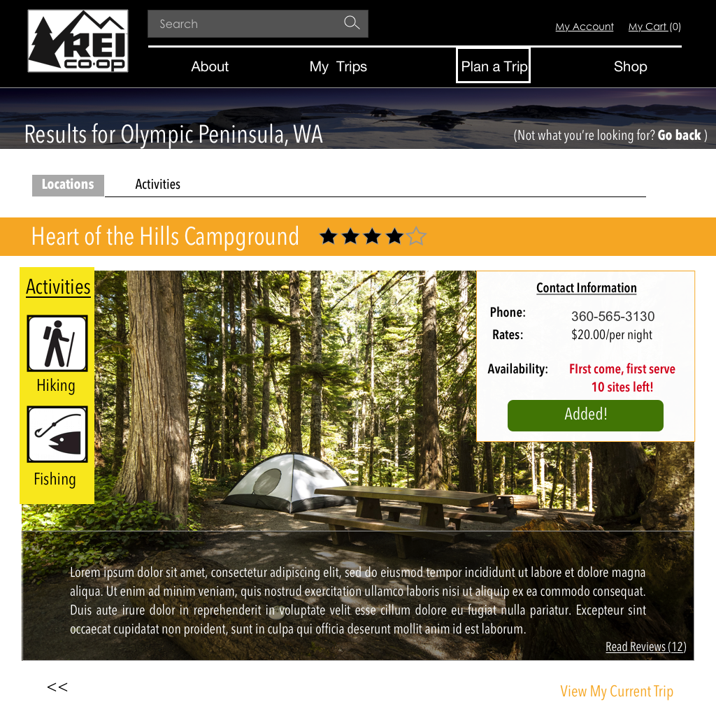 Browsing campsites