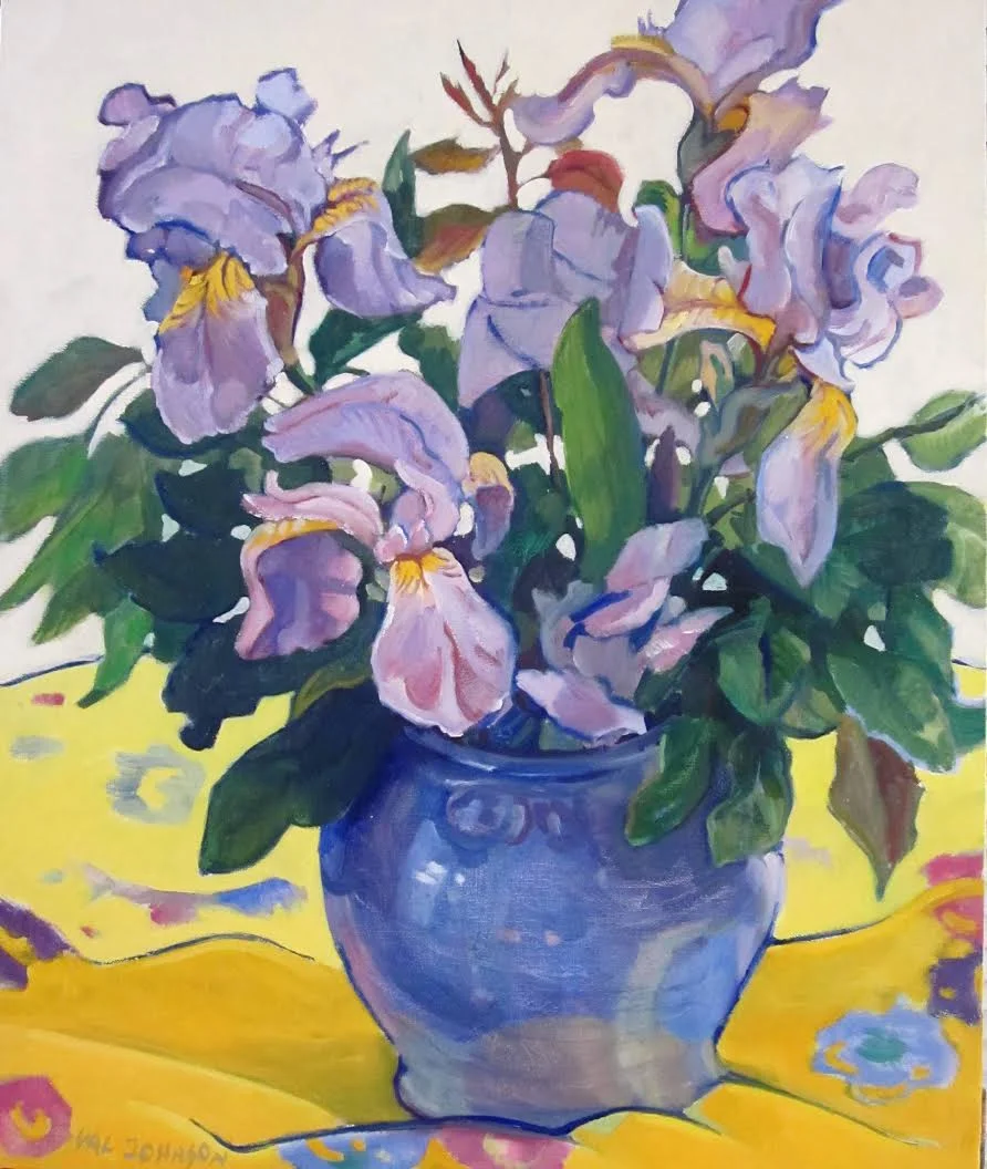 Iris in a Blue Vase