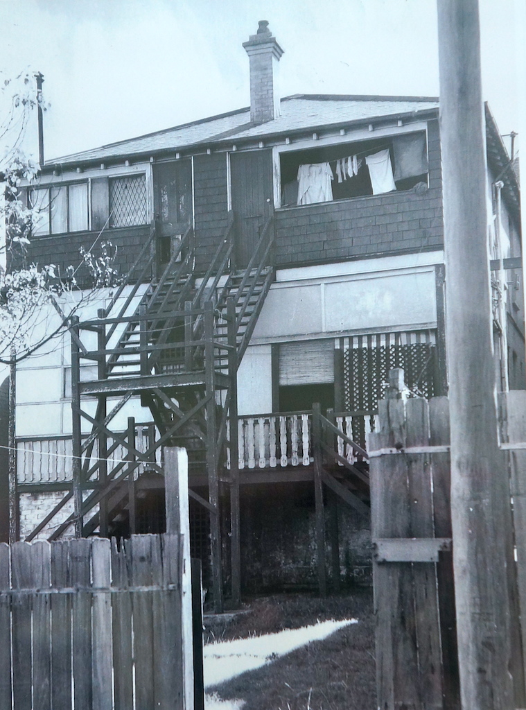 Rear view of the RAS at the time of purchase in 1956, complete with washing line and grassy area where the current car park is located. Image is taken from Walker Lane.