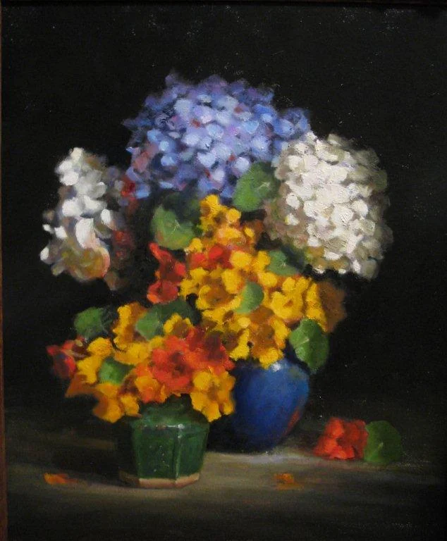 Hydrangeas and Nasturtiums