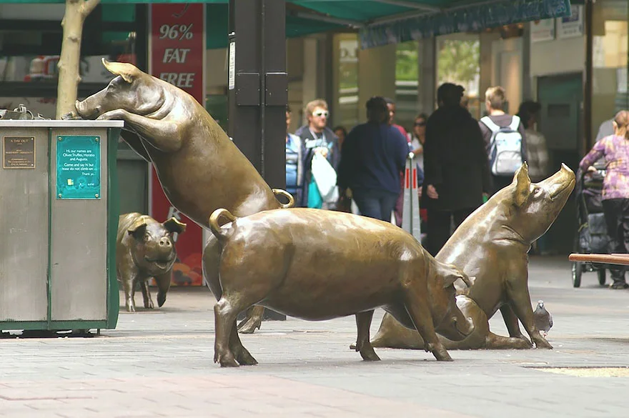 Rundle Mall Pigs, Adelaide, Australia.
