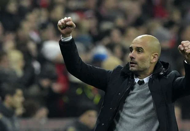 Pep Guardiola festeja el triunfo frente a la Juventus
