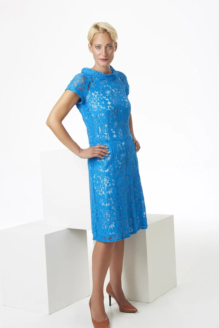 Blue lace knee length dress.jpg