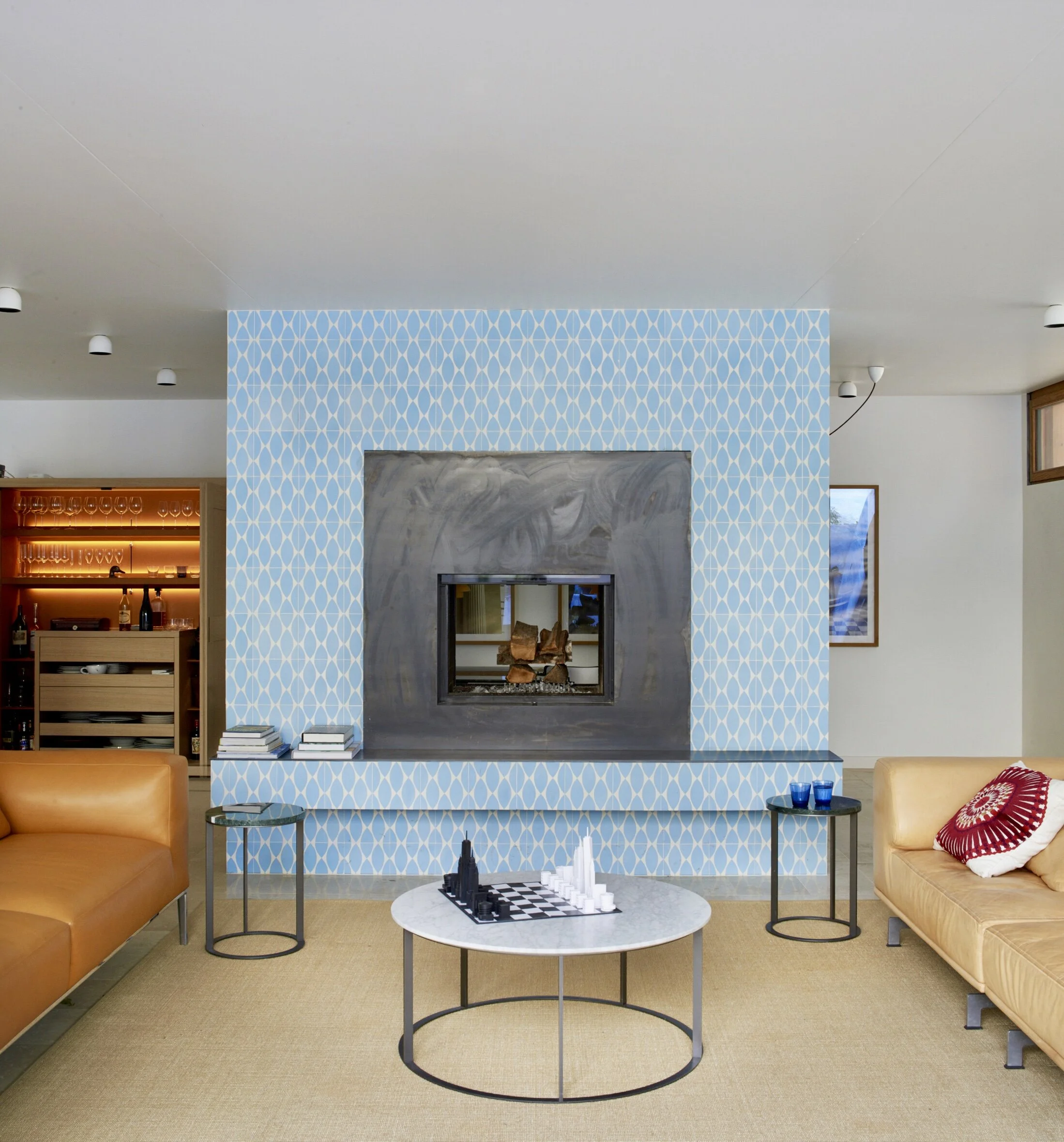 B&B Italia Sofa and side tables, Maxalto storage and Erik Jørgensen sofa