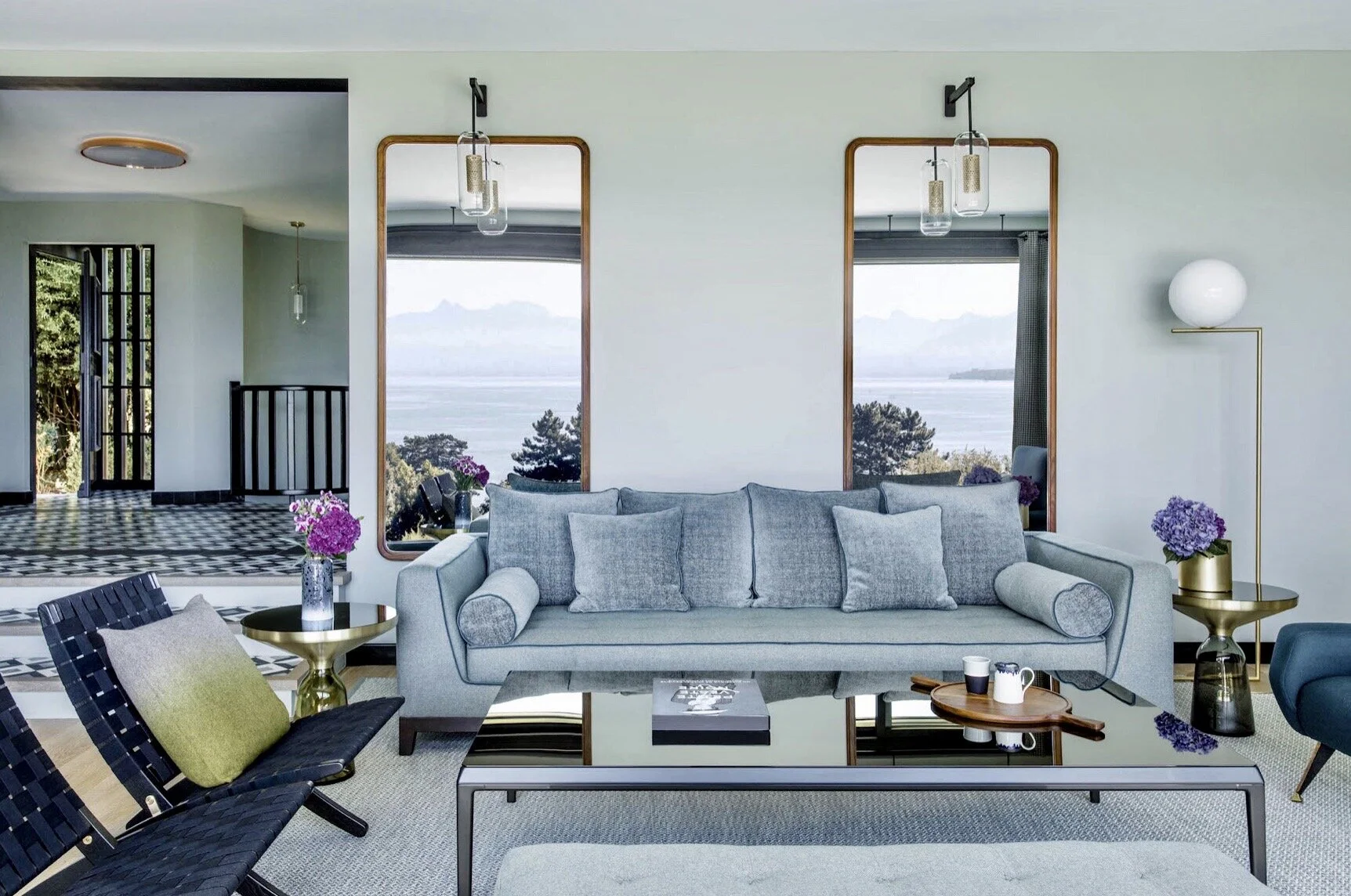 Maxalto Sofa, Side chair by Carl Hanse, coffee table by B&B Italia