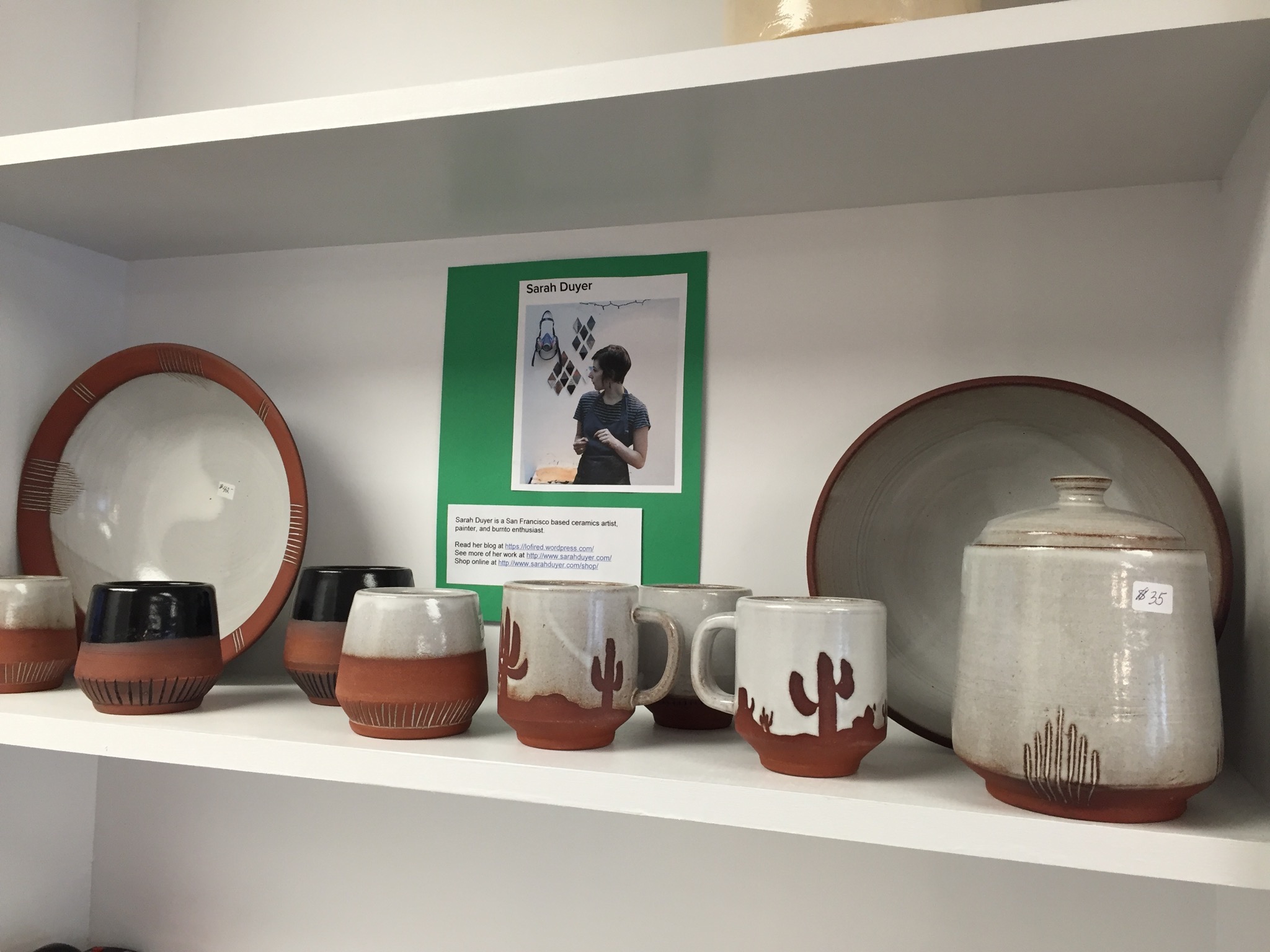 Pottery by ceramic artist Sarah Duyer, for sale at Creative Corner. 