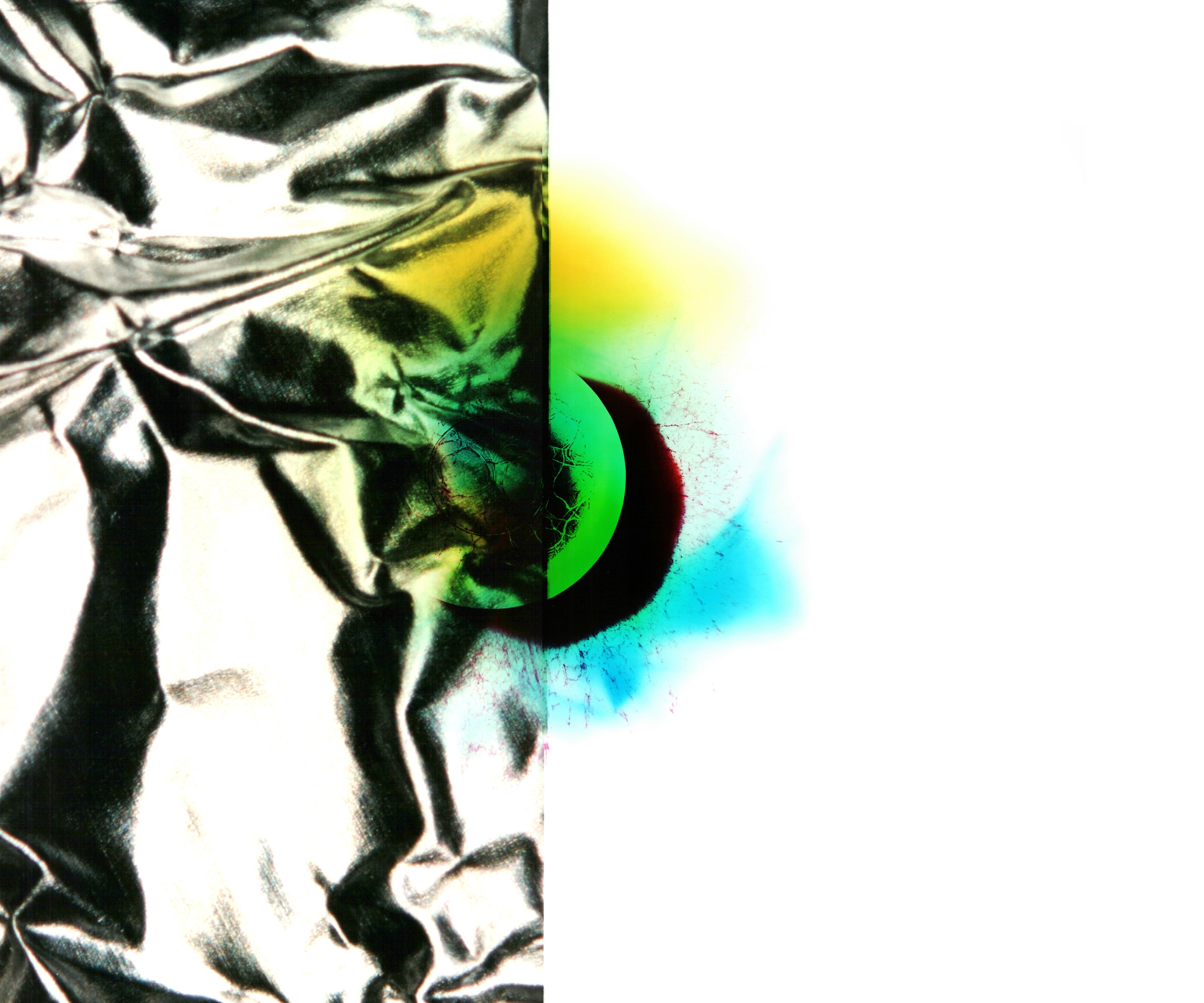 This series is a combination between two un-seen realms. One element being the documentation of light in the darkest places and the other is macroscopic detail hiding in plain sight. This combination triggers the visual taste buds through juxtaposition in a post-modern visual device. It entails the element of camera-less photography obscuring the pictorial nature of a macroscopic photograph. The series of handmade camera-less markings that I've produced are merely refracted light exposed onto light-sensitive paper in a color darkroom.
