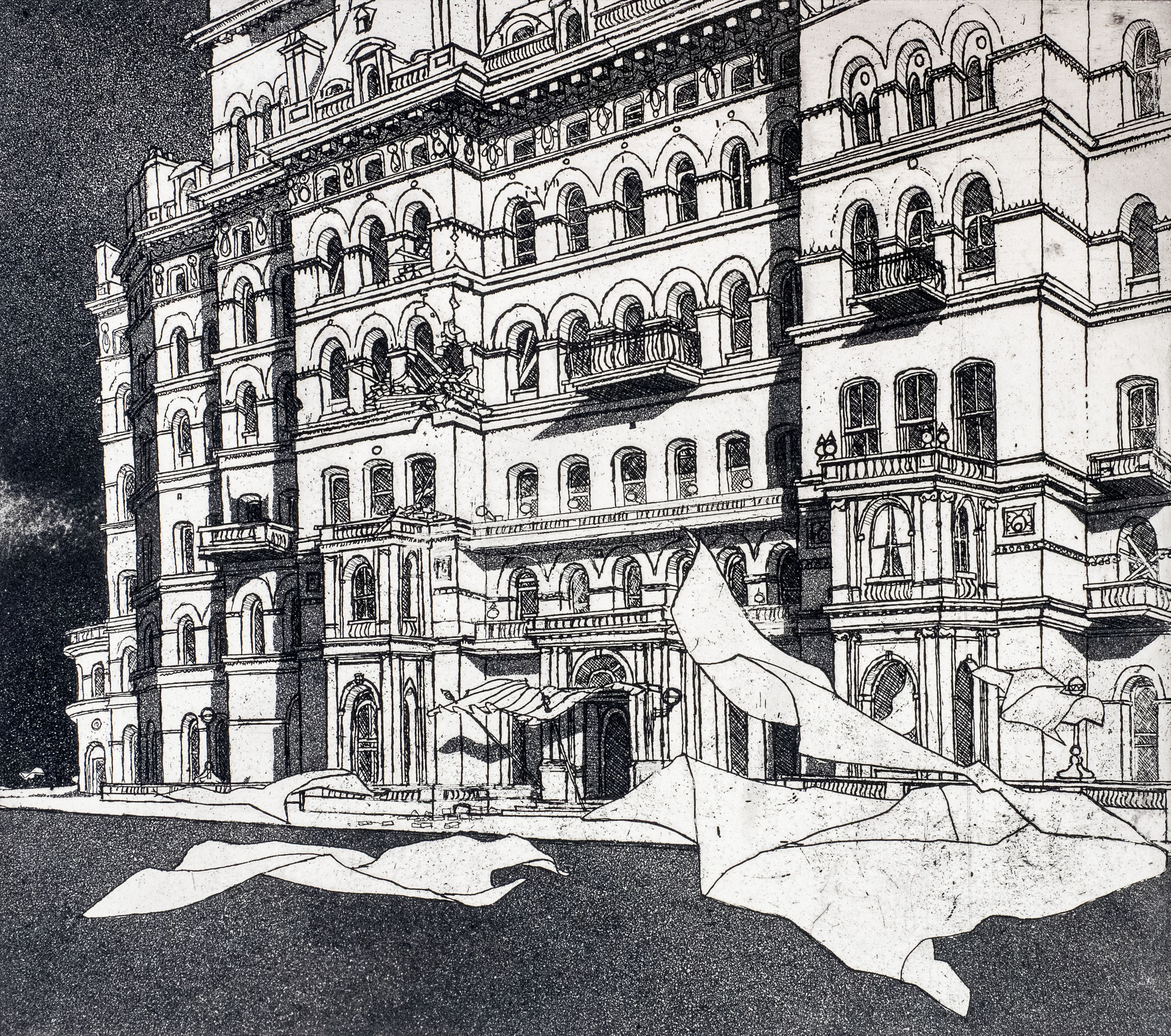 I refer to the images as etchings, but the tonal elements in many of them were achieved using aquatint, and in some cases alterations were made using drypoint. I am not quite certain why I included these details.