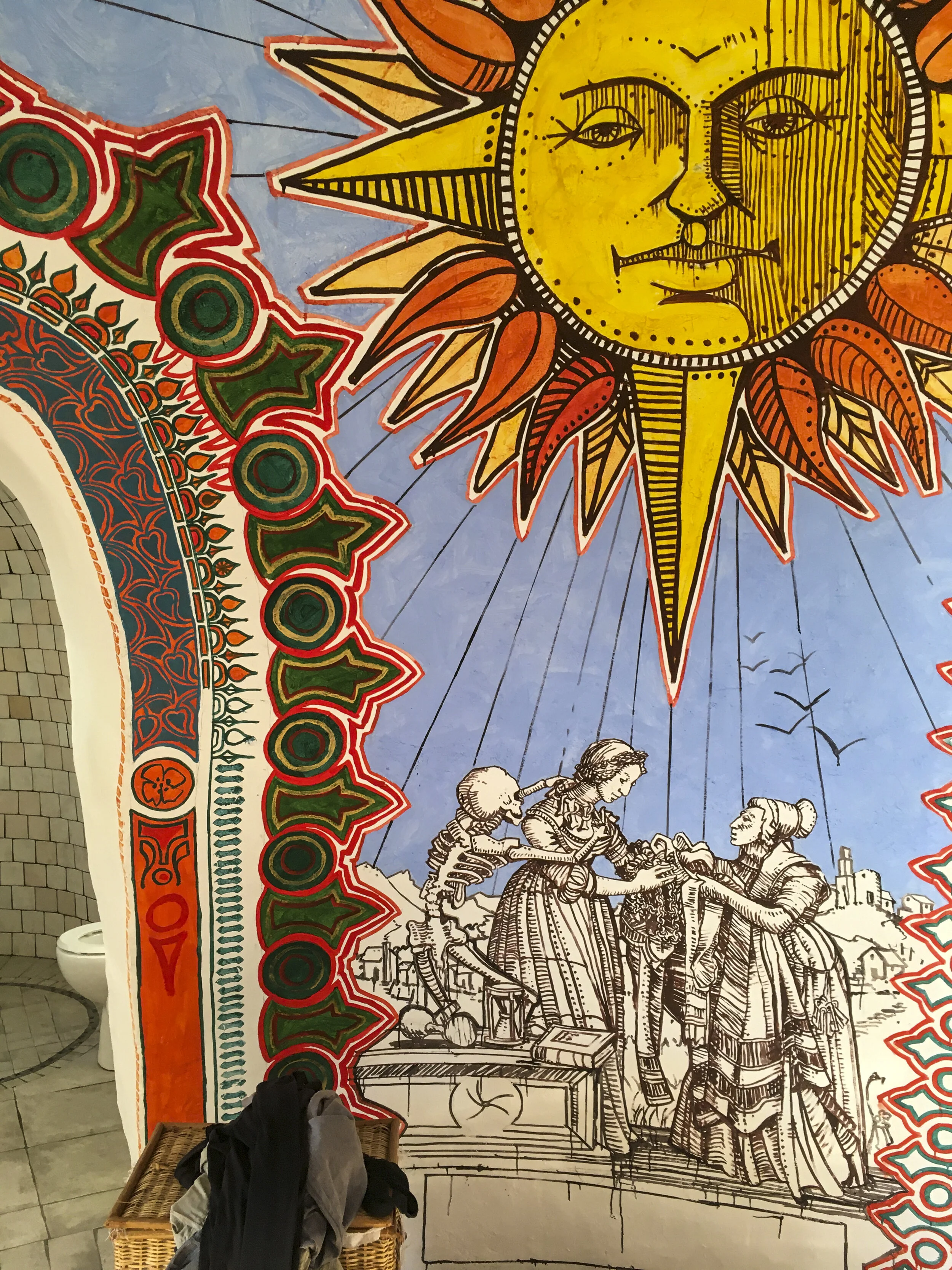  The interior walls of the house remained white for some years but I suppose it was inevitable that at some point I would start to add images. This is work I tend to do when the weather is bad 